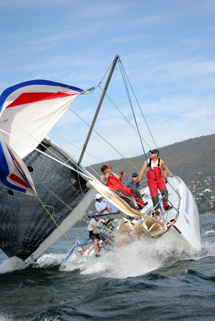 Intrigue broaches after a spinnaker gybe went wrong - Crown Series Bellerive Regatta 2012 © Rob Cruse